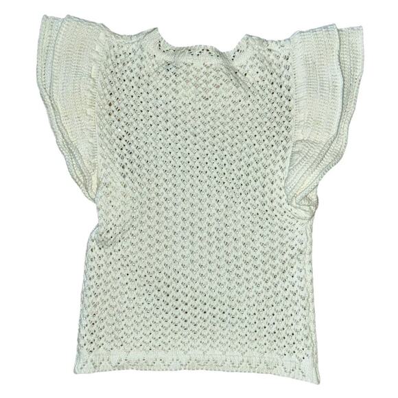 NWT Hem & Thread White Crochet-Knit Ruffled Cap Sleeve Top Small - Picture 5 of 6